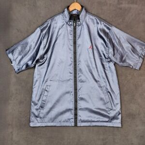 Jordan Satin Warm Up Jacket Men Large Full Zip Short Sleeve NBA Nike Vintage 90s